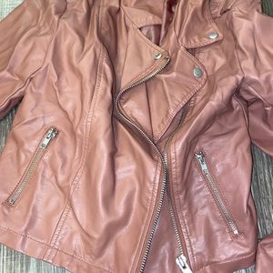 Mauve Faux Leather Jacket